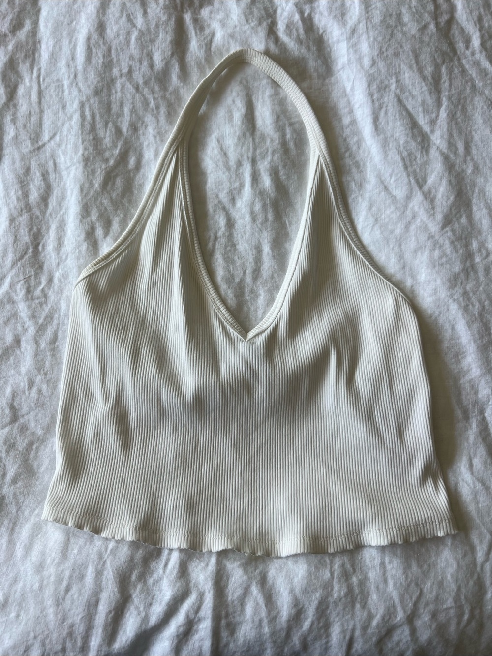 wild fable White Ribbed V-Neck Halter Top
